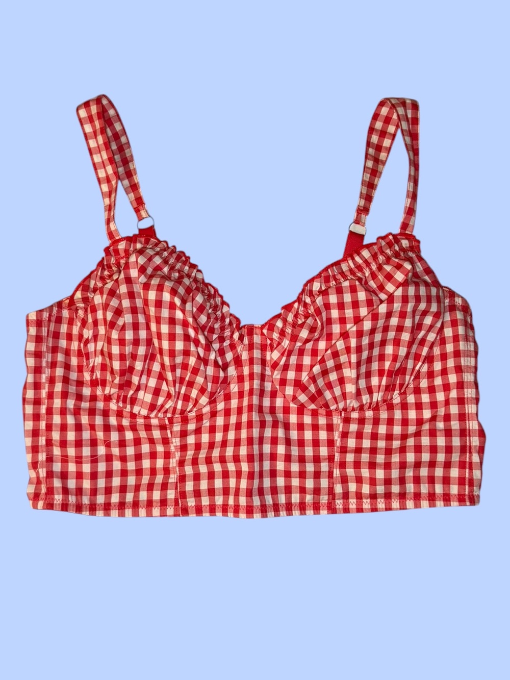 Colsie Coquette Red and White Gingham Bralette, size XL